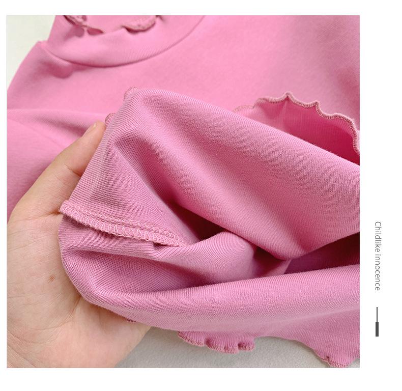 Korean Kids' Soft Knit Autumn Ruffled Turtleneck Long-Sleeve Top