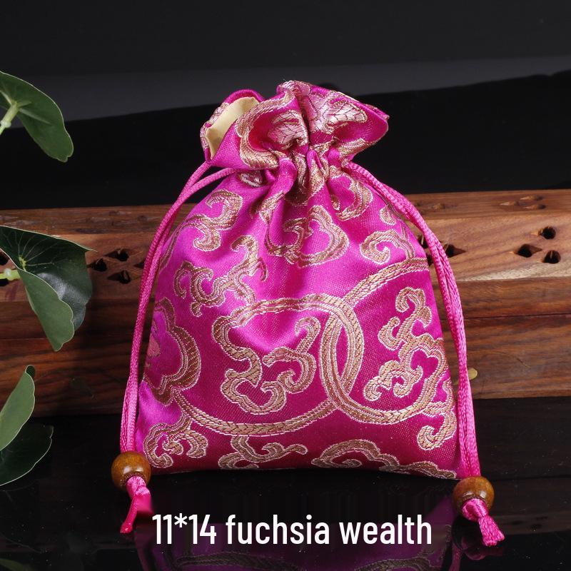 Silk Satin Jewelry Drawstring Bag - Small Brocade Storage Pouch