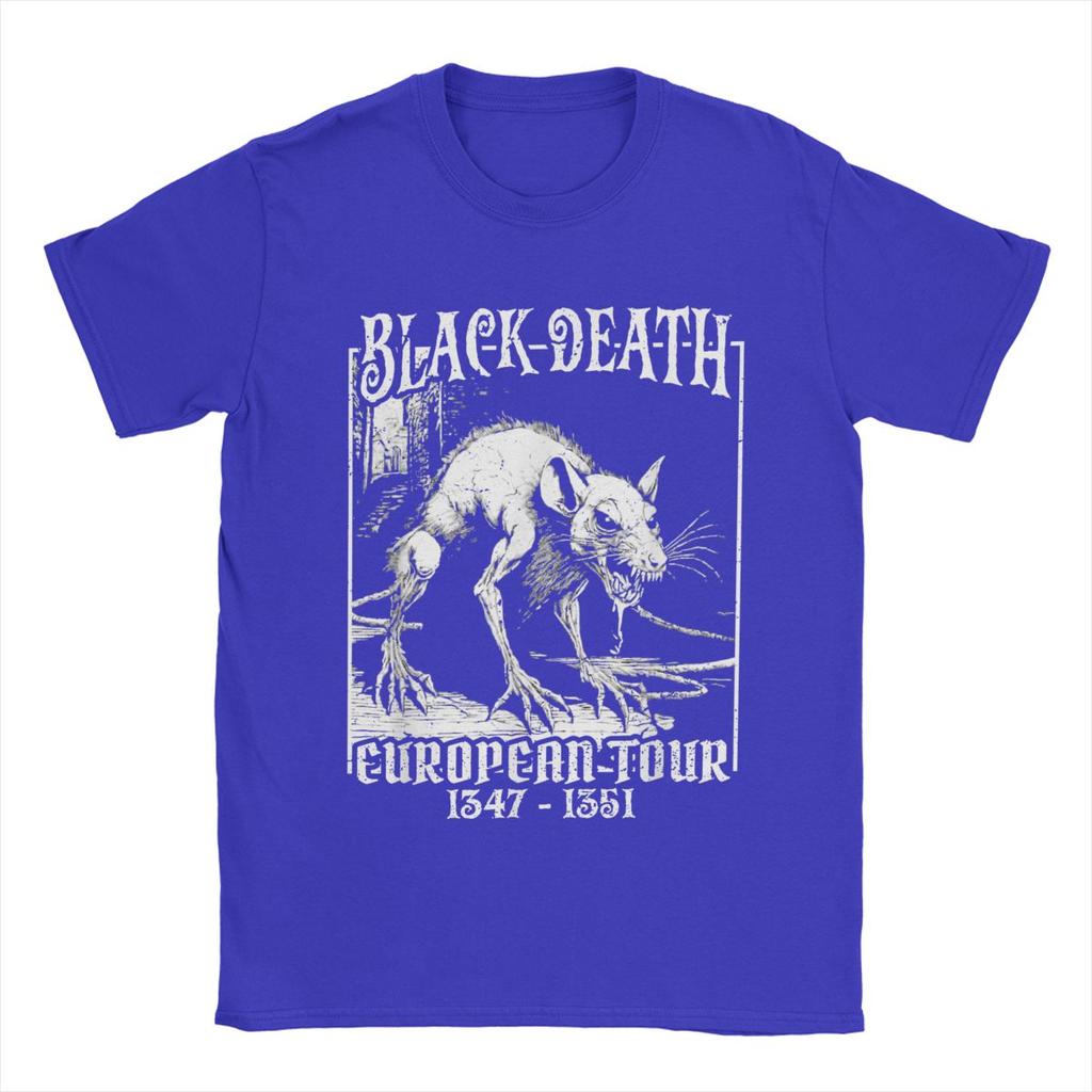 Black Death European Tour T Shirt for Men Pure Cotton Awesome T-Shirts Round Neck Tees Short Sleeve Tops Printing