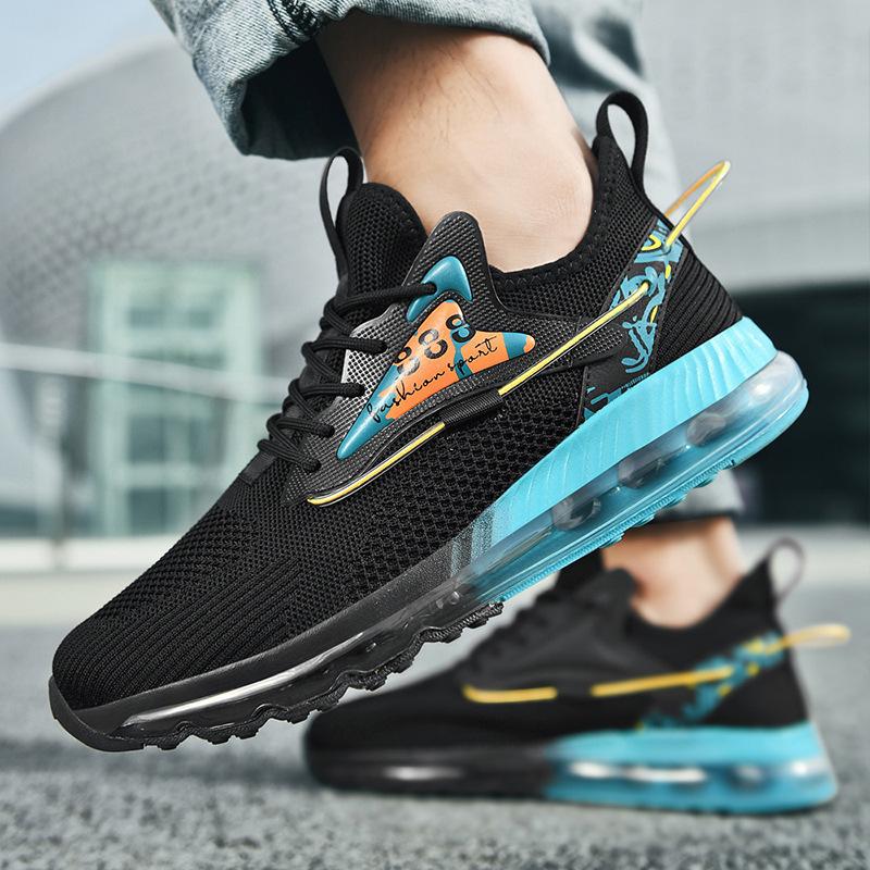 Large Size Sneakers Men's Summer Knitted Breathable Running Shoes New Fashion Air Cushion Mens