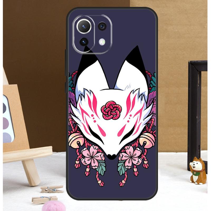Japanese Kitsune Fox Mask Case For Xiaomi 14 Ultra 13 11T 12T 13T Pro 12 Lite POCO X6 Pro X3 X4 X5 M5s M6 F3 F5 Cover