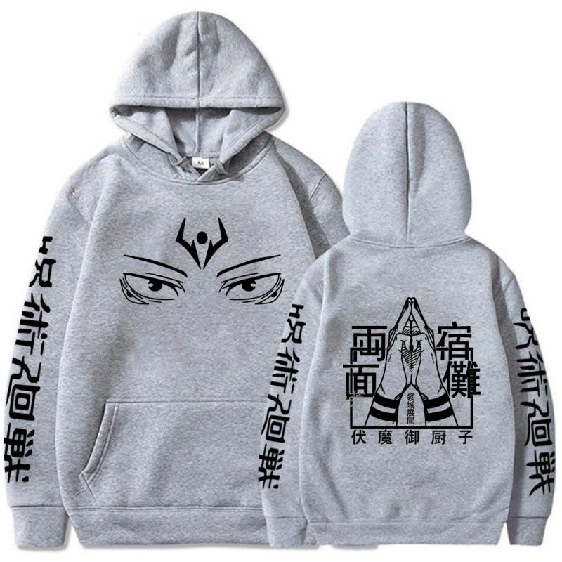 Japan Anime Jujutsu Kaisen Ryomen Sukuna Eyes Graphic Printed Hooded Men Women Hot Manga Hoodies Harajuku Streetwear Sweatshirt