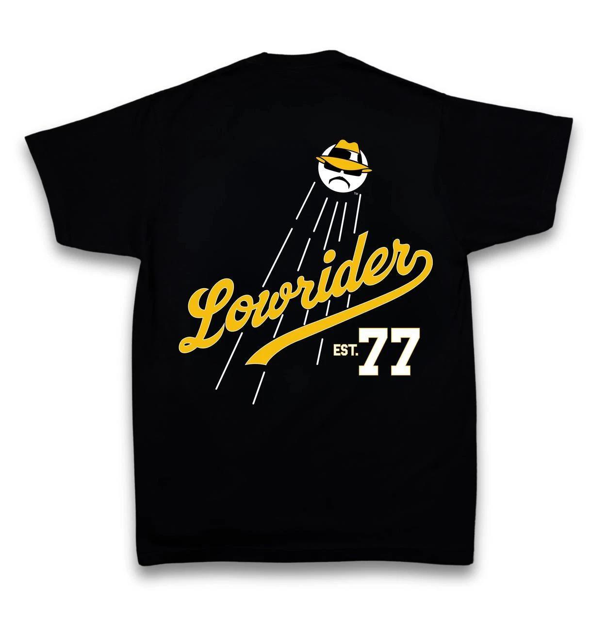 Lowrider Brand Flyball 100% Cotton T-shirt Mens Tees Top in black - Lowrider Dodger Culture S