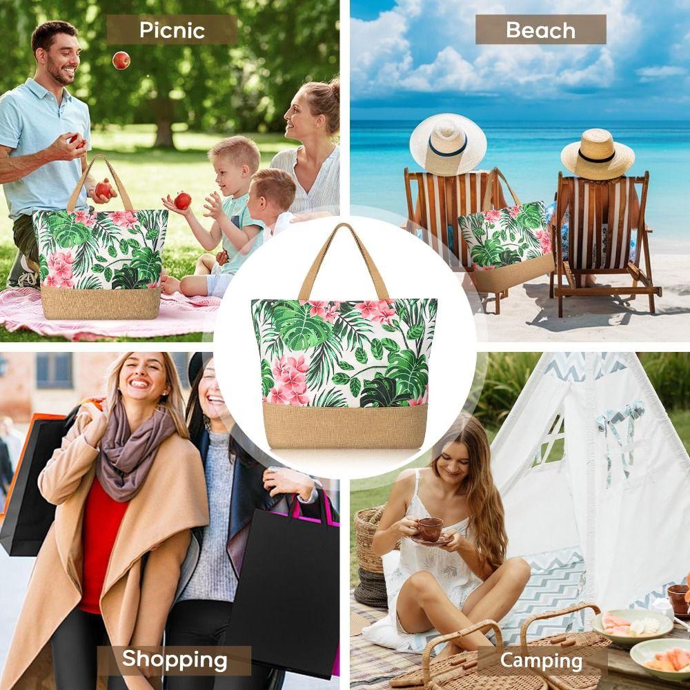 Simple Design Canvas Cross Body Bag Large Capacity Durable Shoulder Bag Stylish Beach Bag Casual Use