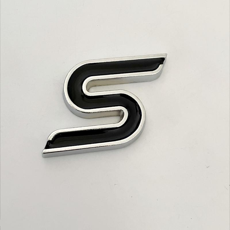 3D Metal S Logo Front Grille Emblem Badge Car Rear Trunk Stickers For Focus Fiesta Escape Ecosport Kuga Mondeo Accessories