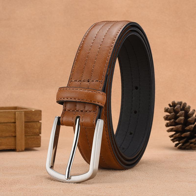 Men'S Belt Pin Buckle Belt Pu Belt Men'S Trouser Bag One Piece Big Hair