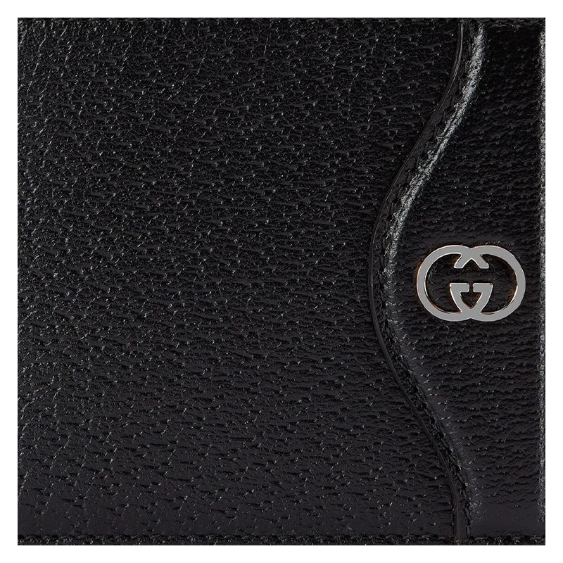 Gucci Double G interlocking double G logo leather card holder wallet men's black
