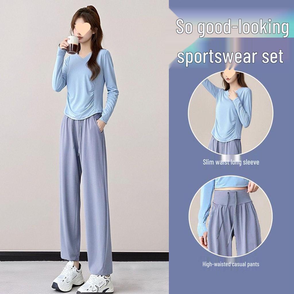 Women's Autumn 2026 Sportswear Set: Fashionable Morning Run Yoga Top and Cycling Fitness Pants