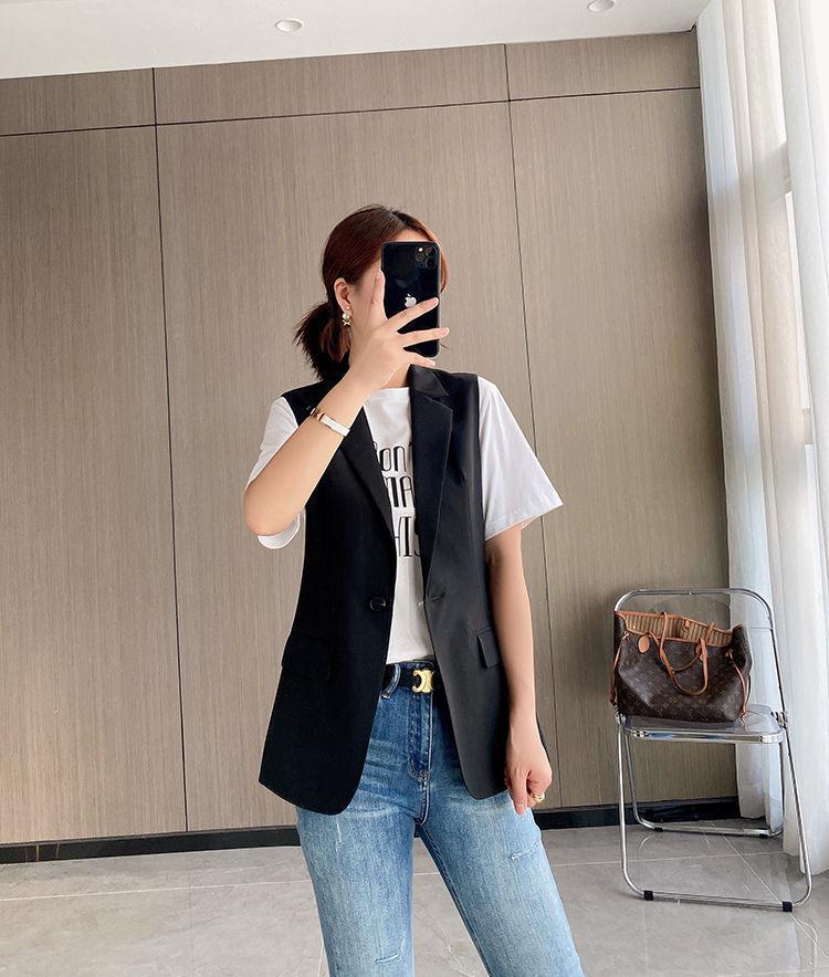 Gilet de costume minimaliste tendance de style coréen pour femmes - Vêtement d'extérieur haut de gamme, à la mode et polyvalent