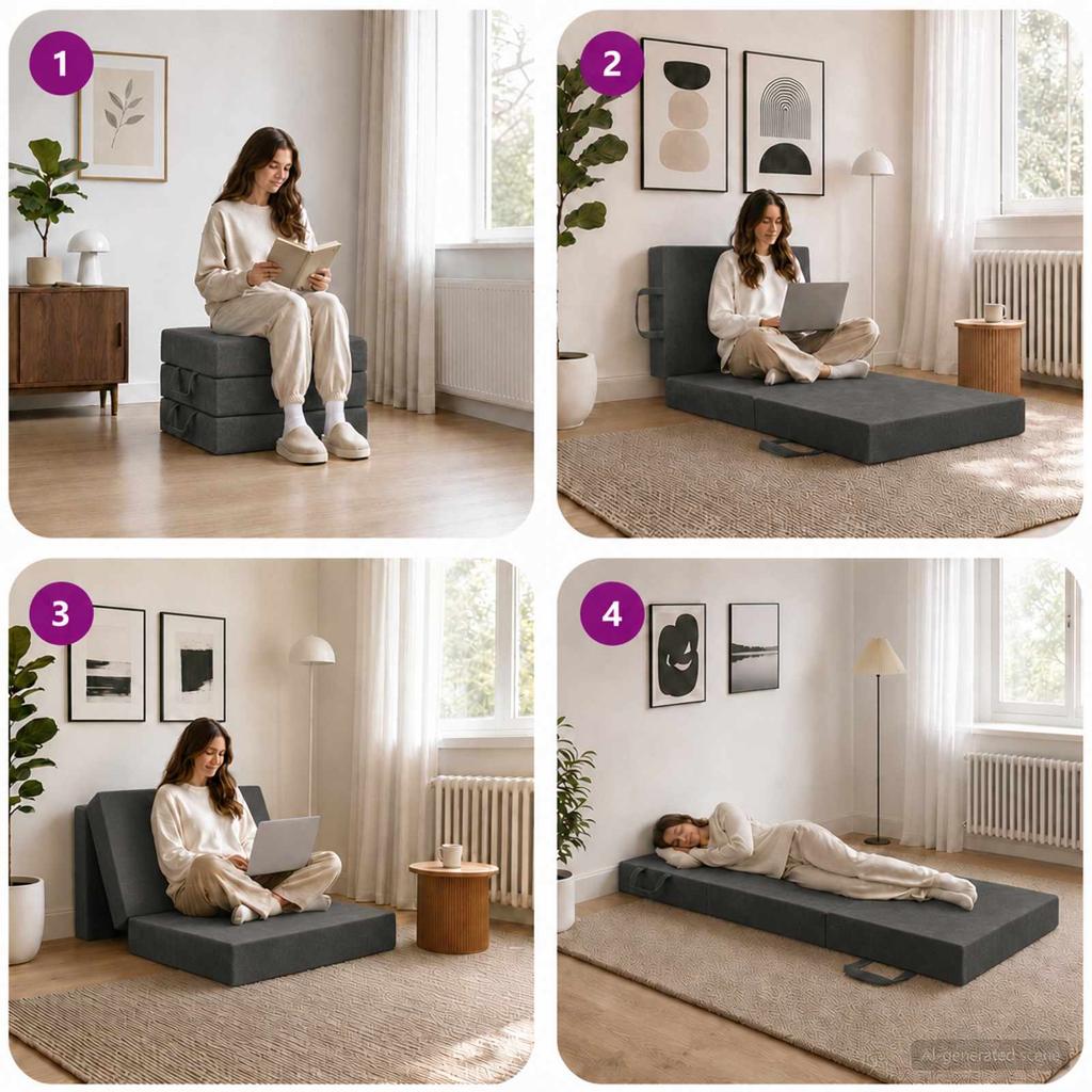 Folding Sofa Bed 75 x 63 x 45 cm Dark Grey