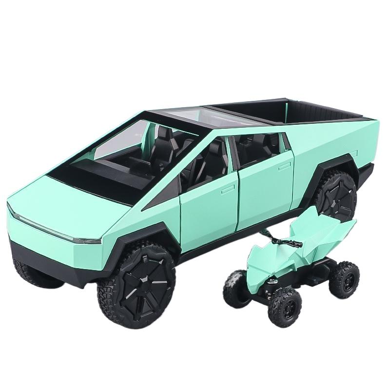 1/32 Tesla Cybertruck Pickup Alloy Diecast Model Car Sound & Light Hobbies Collection Display Decoration Children's Toy Ornaments Gift
