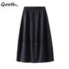 Denim Skirt with Pockets Mid Length Flare Skirt Slim Autumn Fall Casual Skirt QT2732