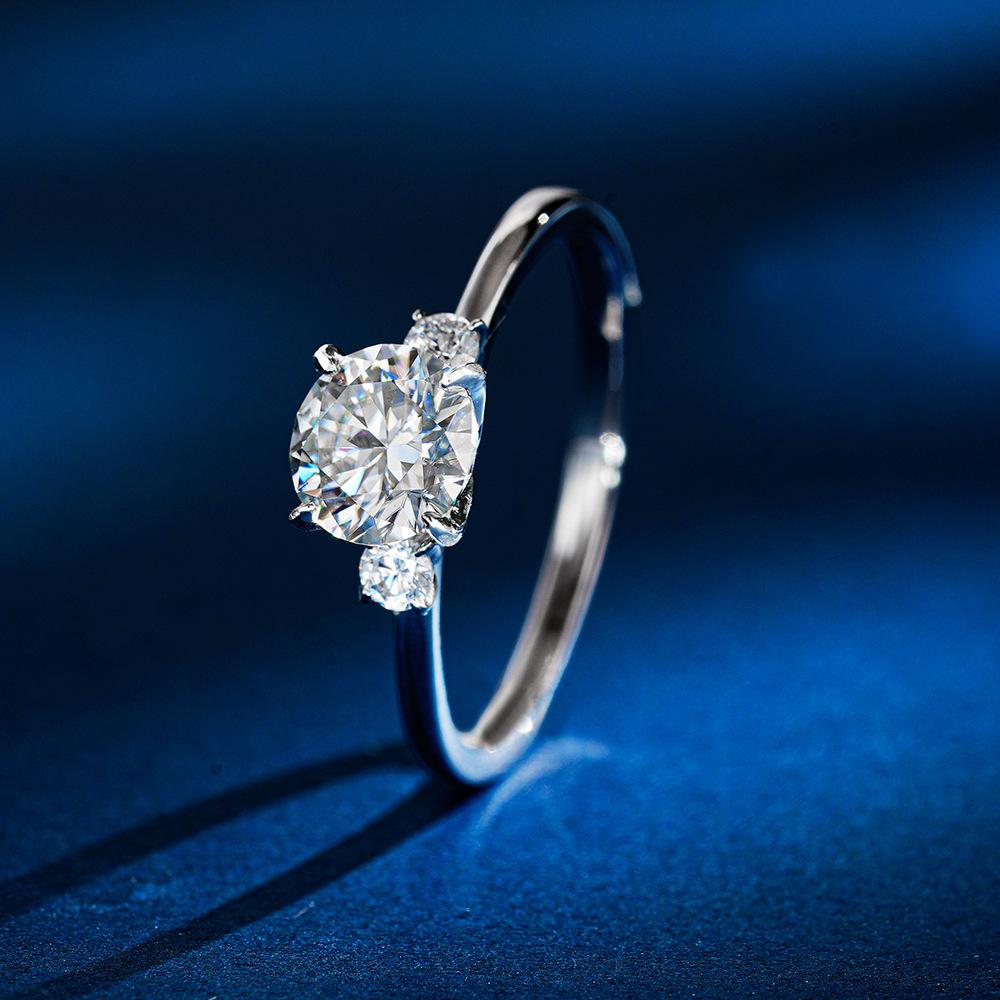 Moissanite Engagement Rings for Women S925 Sterling Sliver Plated White Gold Promise Ring for Her Gift