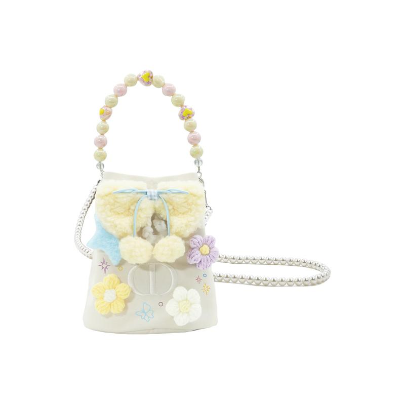 DIOR [Customized Cosmetic Bag] Canvas Semi-Sugarism Customized Storage and Portable Beige Drawstring Pocket Drawstring Bucket Type бежевый
