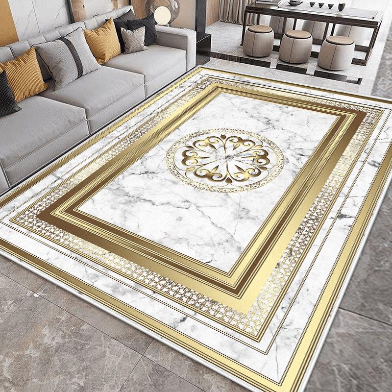 Big Size Non-slip Home Decoration Luxury Carpet for Living Room Golden Border Washable Gaming Room Decor Rug Soft Sofa Table Mat