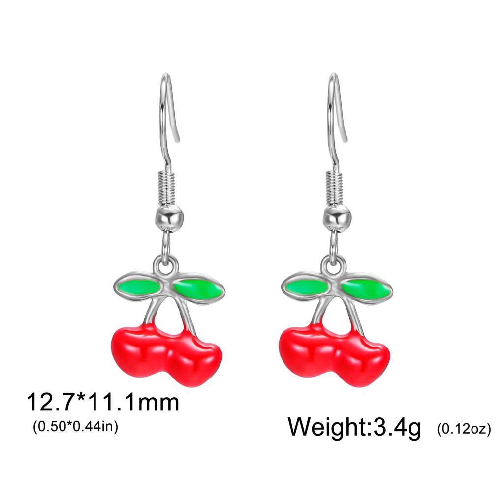 Teamer Enamel Cherry Earrings Stainless Steel Hoop Earring For Women Fashion Sweet Style Summer Jewelry Birthday Gifts 2026 New
