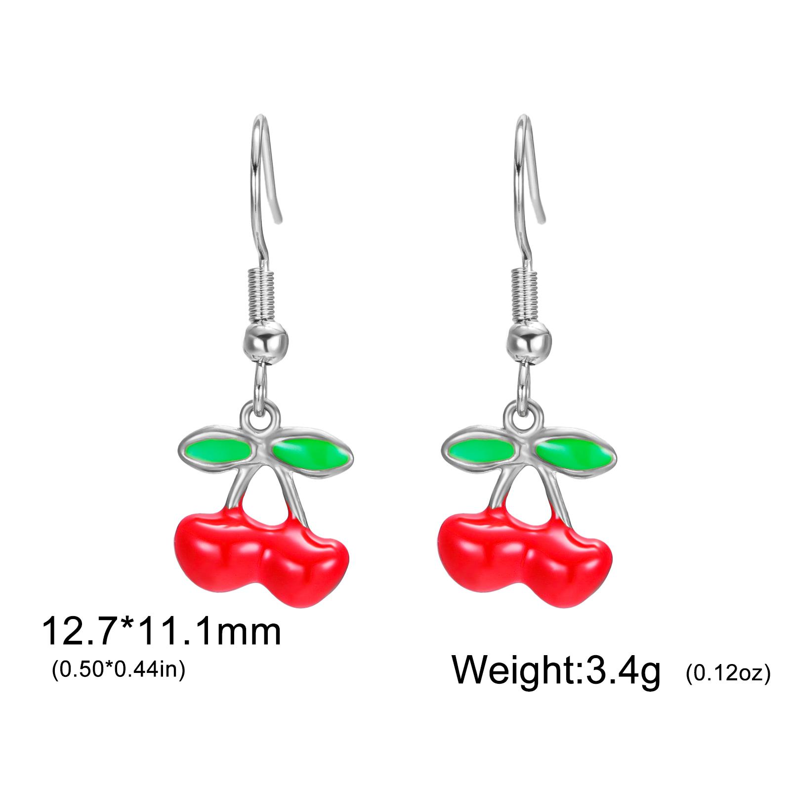 

Teamer Enamel Cherry Earrings Stainless Steel Hoop Earring For Women Fashion Sweet Style Summer Jewelry Birthday Gifts 2026 New