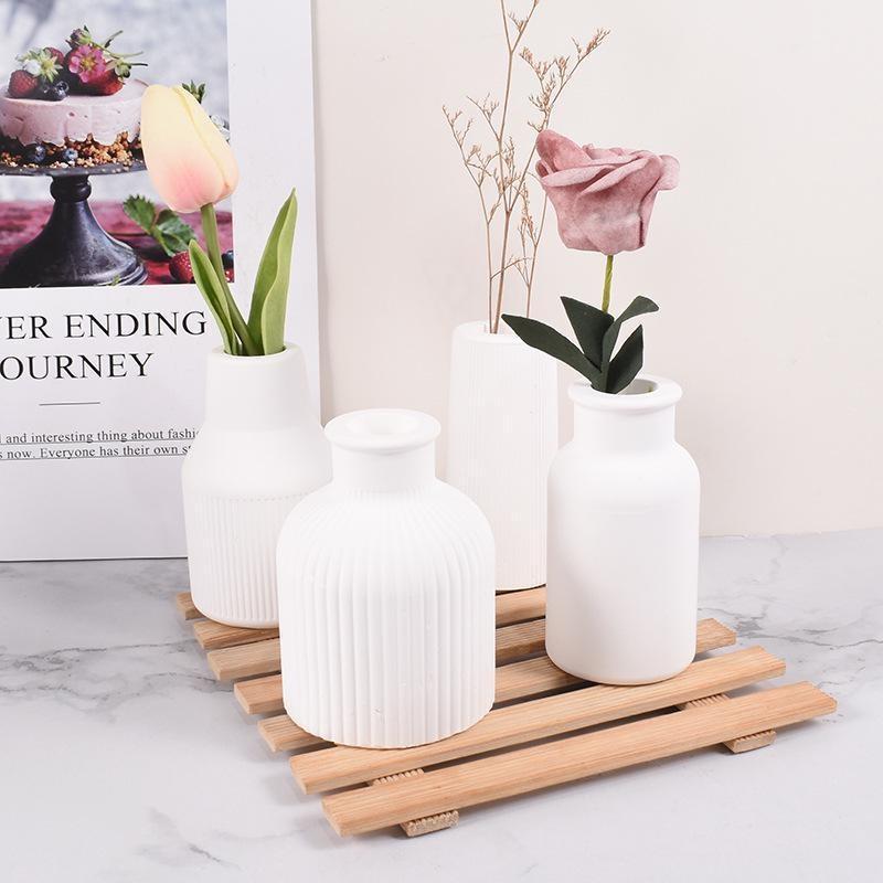 Vază DIY Rășină Cristal Picătură Matriță 3D Coloană cu Striații Circulară Vază Gips Matriță Silicon 1 buc