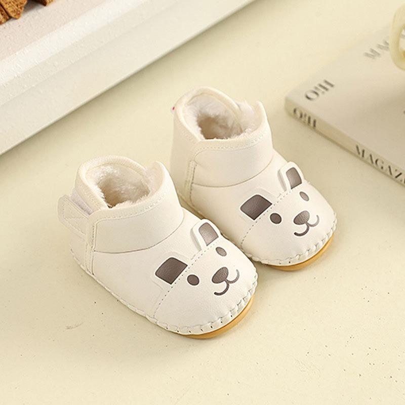

Winter Style Walking Shoes 0-1.5 Years Old, Soft-Soled Walking Shoes for Boys and Girls, 3-6-12 Months Fleece-Lined Cotton Shoes. 14 белый