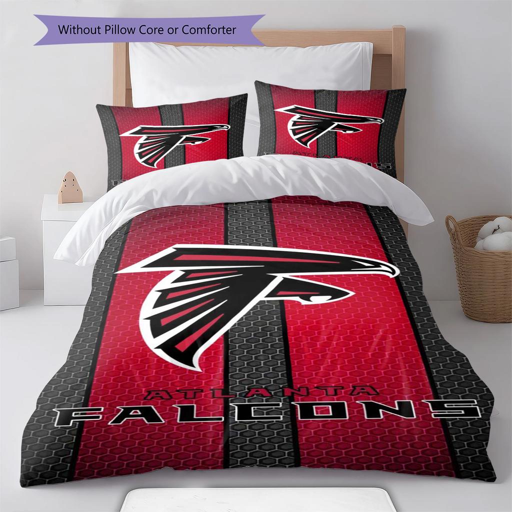 Falcons Pattern Bedding Set Quilt Cover Pillowcase Home Decor Gift (1 * Duvet Cover + 2 * Pillowcase, Without Core)