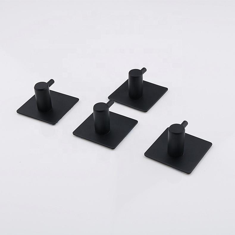 Self-Adhesive Coat Rack Hook Black Brushed White Stainless Steel Wall Mounting Without Drilling for Clothes