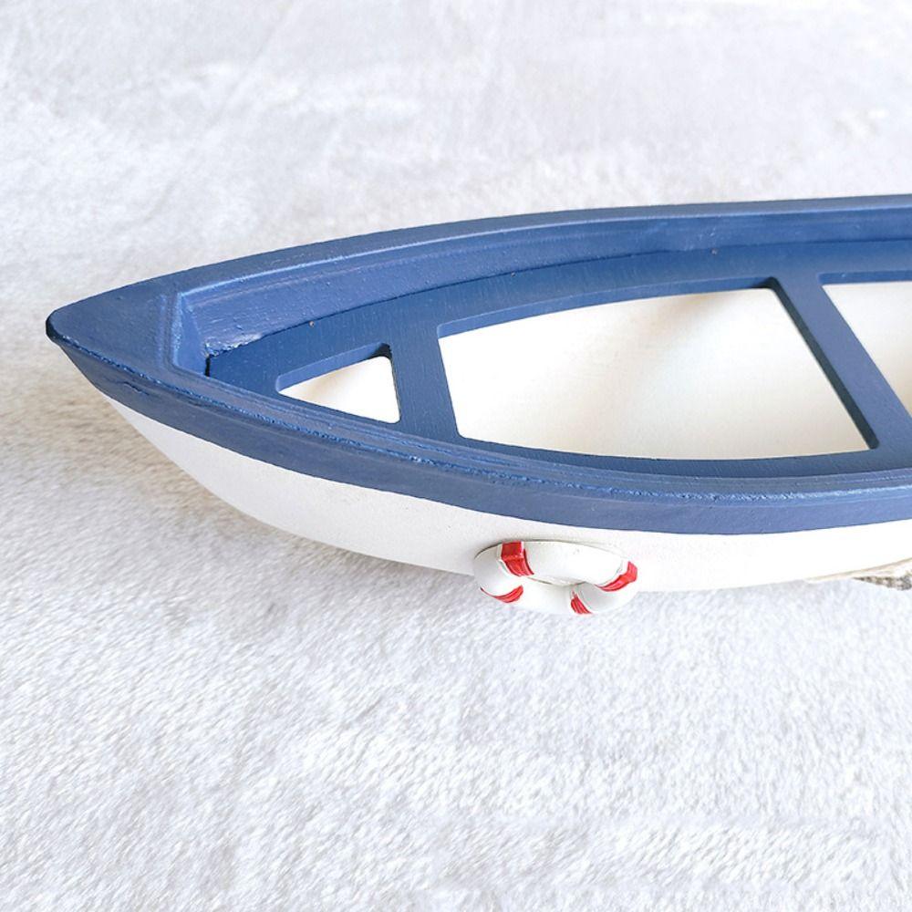 Model Crafts Wooden Boat Ornaments Simulation Marine Style Ship Statue Chic Mediterranean Styles Boat Figurine Home Decoration