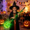 Accesorio de Disfraz de Halloween Escoba de Bruja con Luz LED Verde, Escobilla de Mago Brillante para Cosplay, Atrezo para Fiestas Temáticas, Decoraciones para Interiores y Exteriores