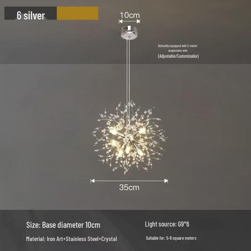 

Люстра из хрусталя «Одуванчик»: Роскошный светильник для гостиной в скандинавском стиле Warm LED