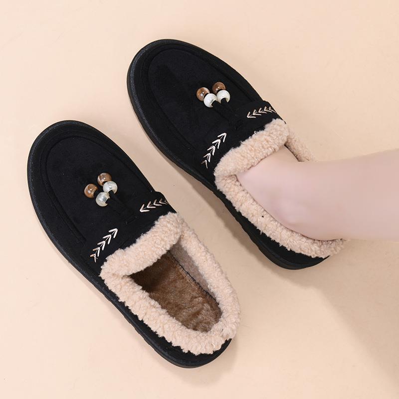 Women s Winter Fleece-Lined Warm Loafers Comfortable Shoes for Middle-Aged and Elderly Women Non-Slip Soft-Soled Grandma Shoes 34EUCN35 чёрный 1889₽