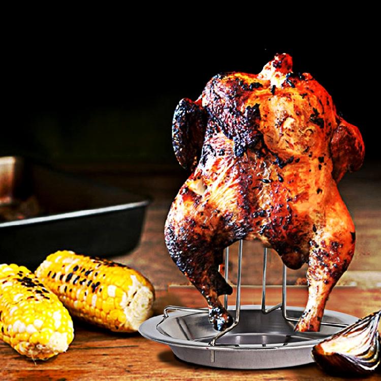 Supporto per Pollo Griglia Verticale Supporto per Arrosto di Pollo Padella per Griglia Forno BBQ