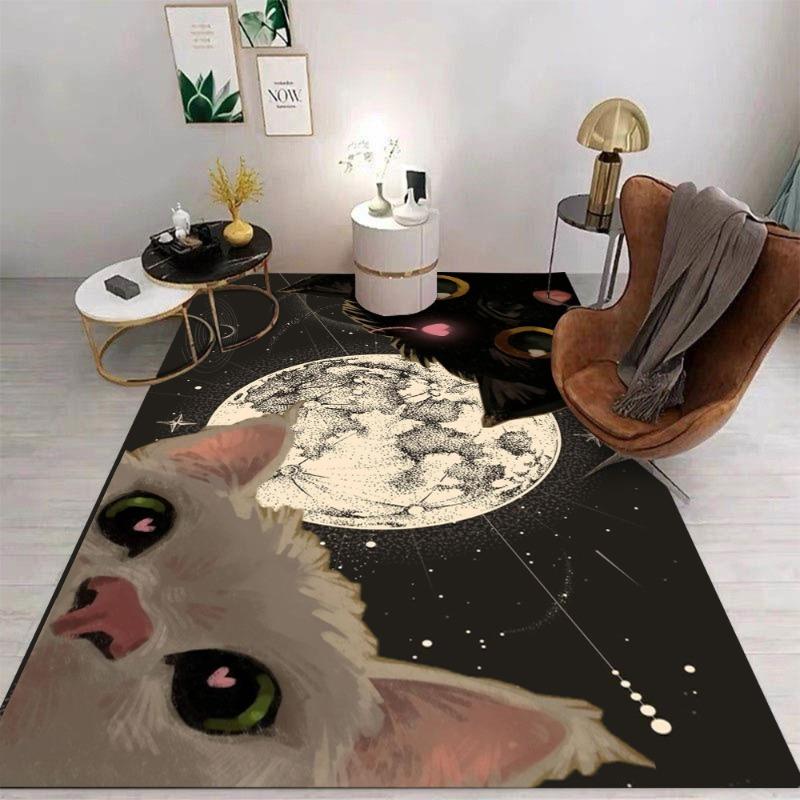 

Cute Kawaii Cartoon Cat Floor Mat Bathroom Mat Kids Room Bedroom Decor Balcony Anti-Slip Doormat Living Room Decor Creative Rug 50X80cm