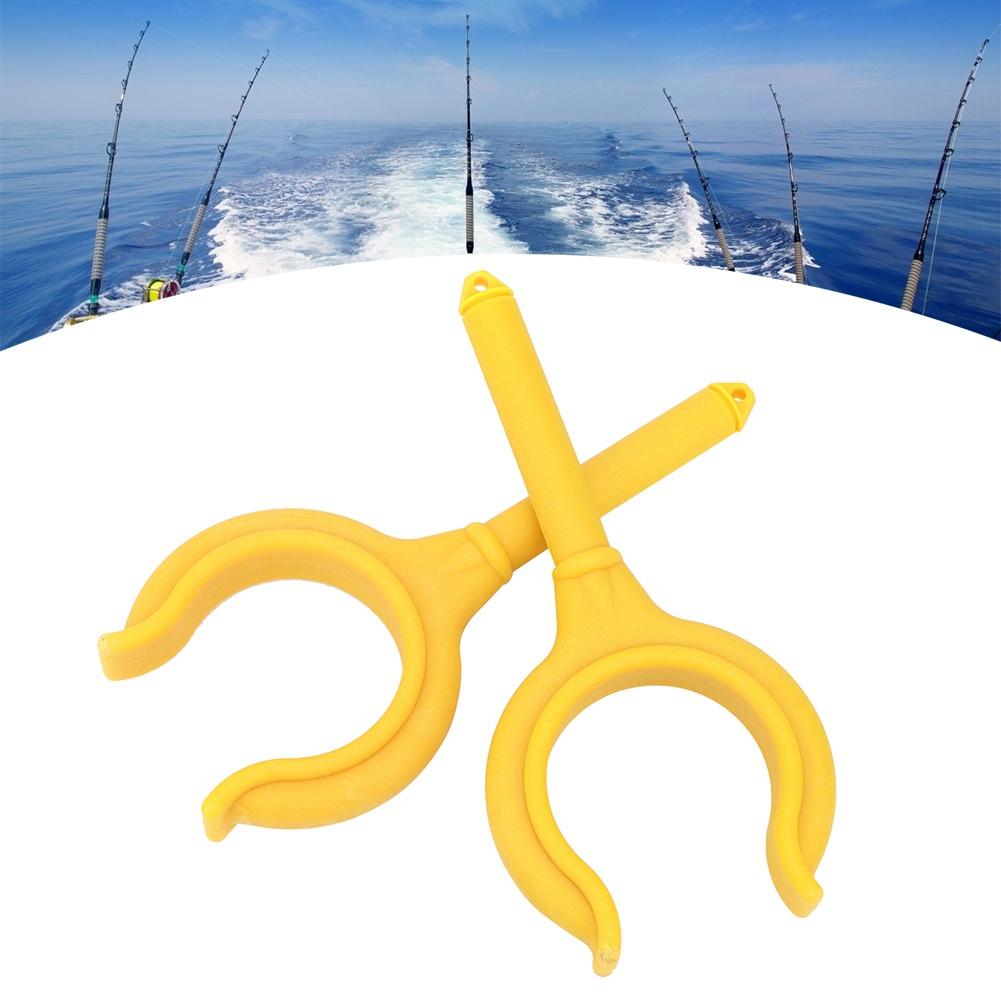 2 pcs Boat Oar Lock Fishing Rod Holder Bracket Marine Rubber Dinghy Accessories(yellow)