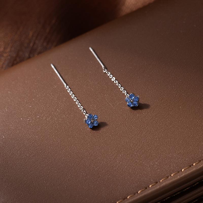 Temperament Diamant Blaue Iris Ohrringe Damenohrringe Nischen-Design Ohrringe Premium-Temperament Blume Steckerohrringe