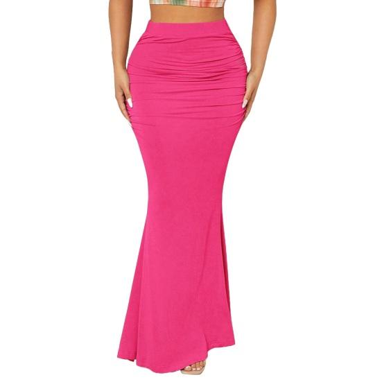 Sukně rybího střihu s vysokým pasem a řasením Dámská sukně Jednobarevný design Zeštíhlující efekt Dlouhá sukně Dojíždění Streetwear