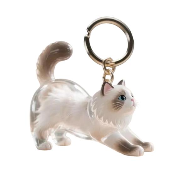 Keychain Pendant Transparent Cat Design Pet Hair Storage Box Key Chain Pet Hair Pendant Keyring Hair Storage Bottle Keychain
