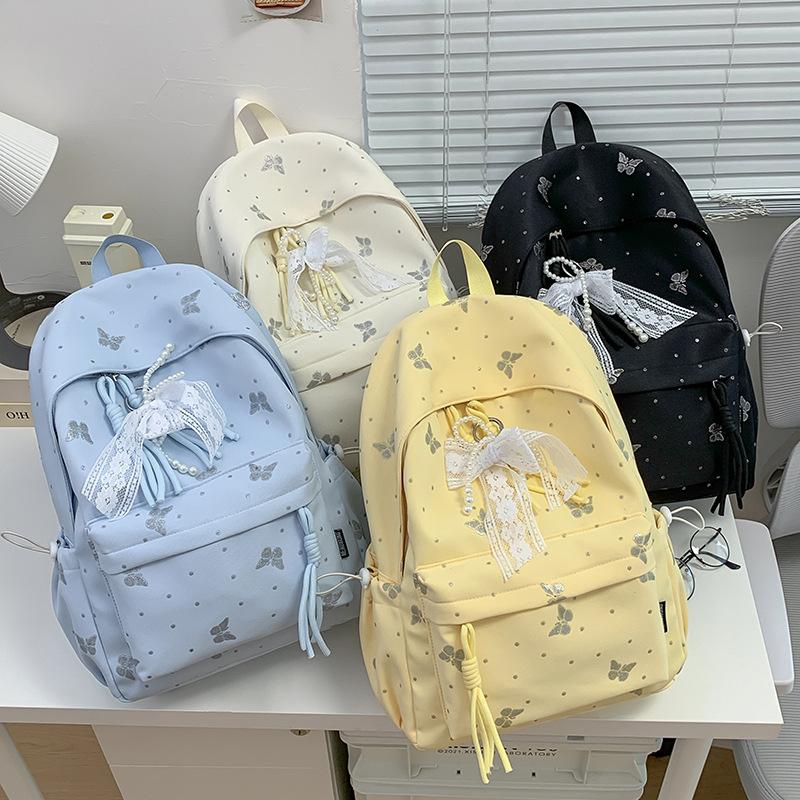 Schoolbag High Value Korean Version Ins Style Backpack Female Student Large Capacity Cute Cartoon Schoolbag Lightweight Simple Backpack