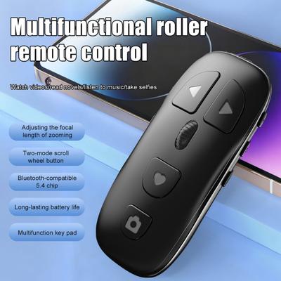 Bluetooth-compatible Remote Control with Rolling Wheel Wireless Phones Tablets Camera Shutter E-book Reading Short Video Page