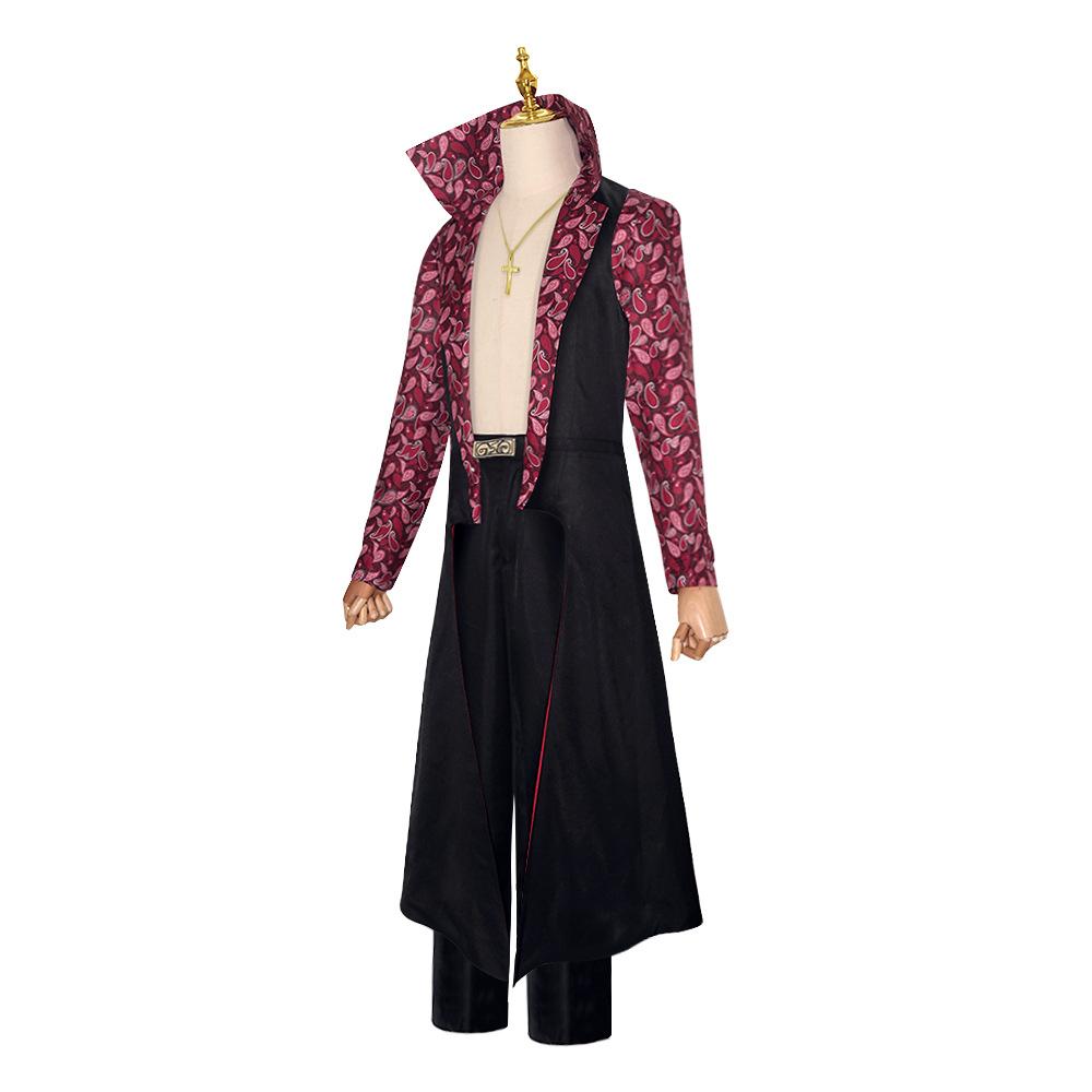 Live Action Movies Dracule Mihawk Cosplay Costume Stand-up Black Printing Long Sleeves Coat Trench Uniform Full Set Man Suit