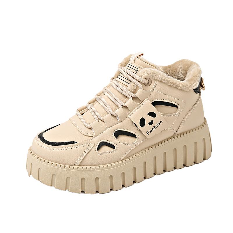 ins Korean version of the new cotton shoes women's 2025 winter velvet sports running shoes casual shoes platform height increase YB9012
