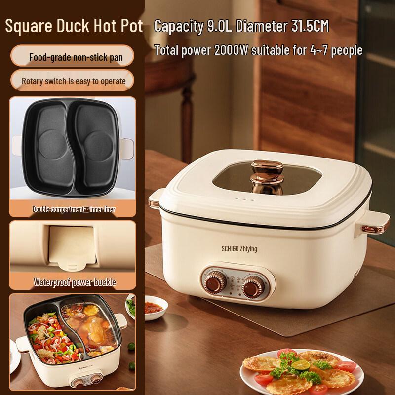 CHIGO Electric Shabu-Shabu Hot Pot with Divider