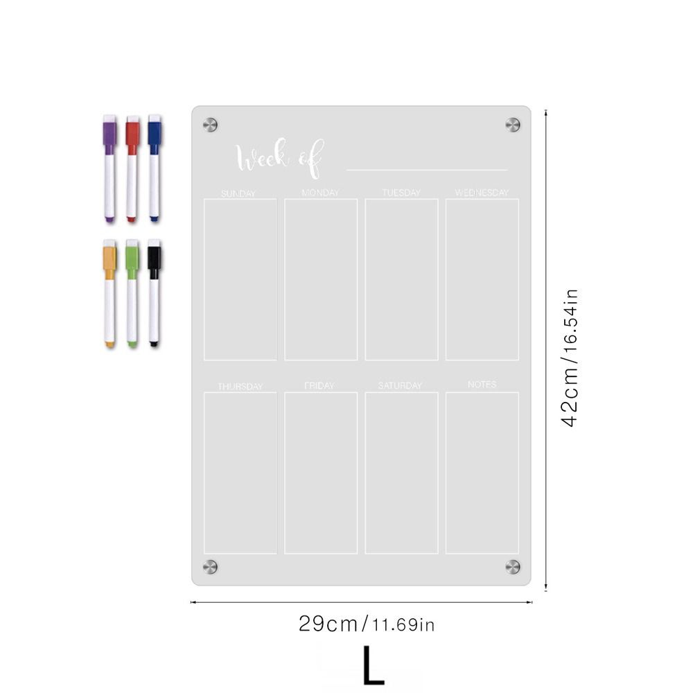 6 Markers Acrylic Erase Boards Clear Planning Note Board Premium Monthly Calendar Memo  School