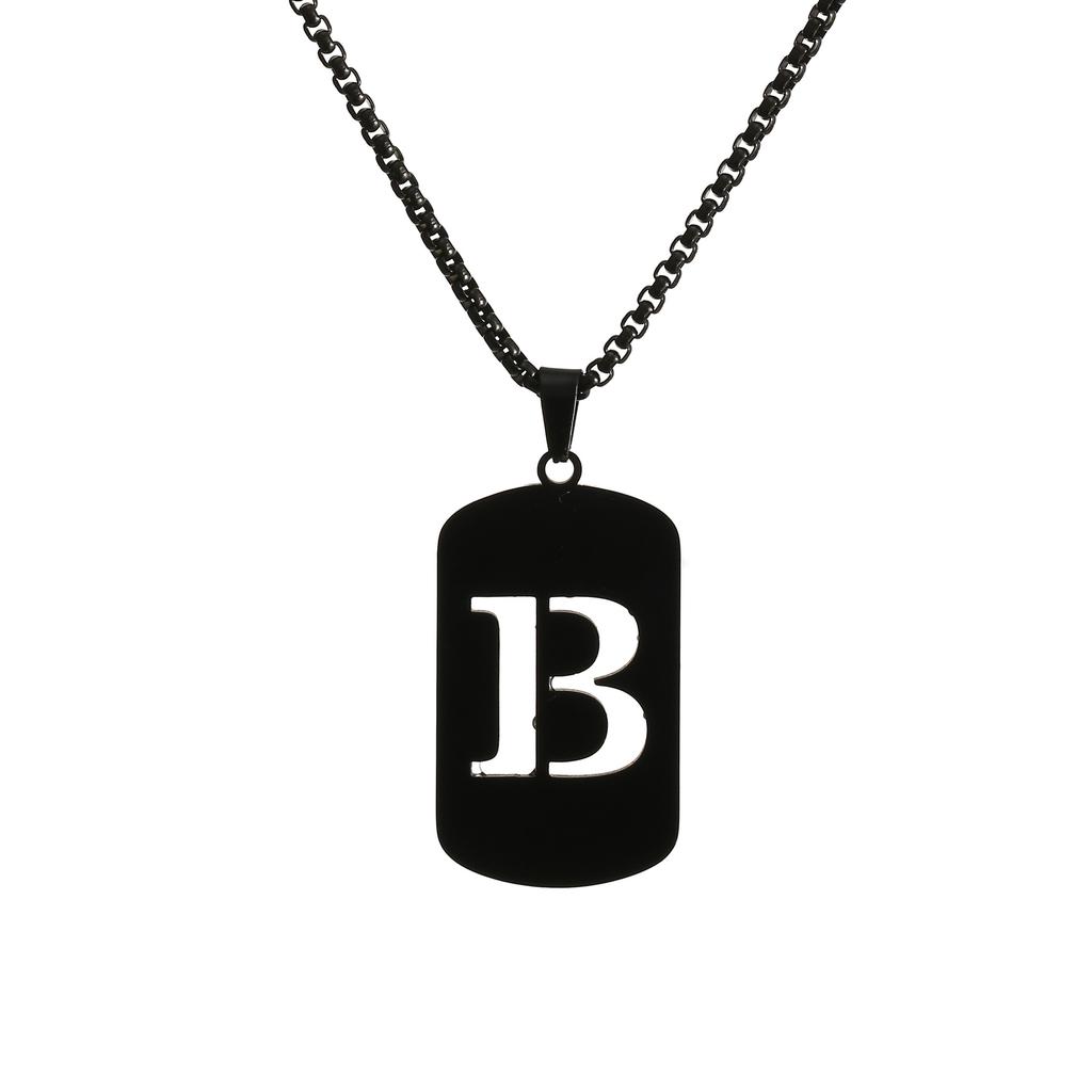 New Black English Letters Titanium Steel Autumn and Winter Sweater Chain High-end Necklace