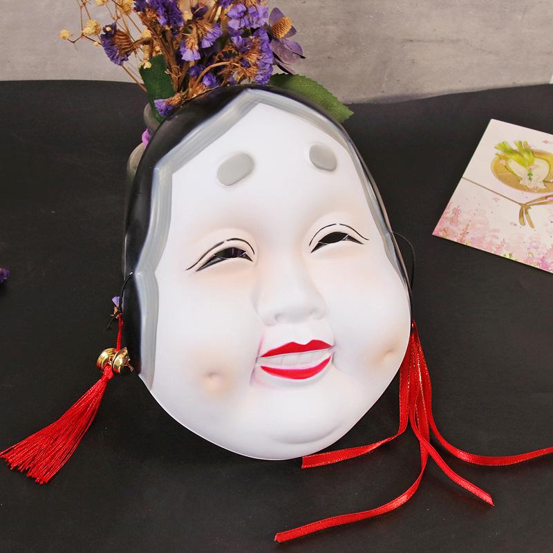Noh Mask Sun Jiro: Japanese Drama Prop - Red Prajna Tengu Ghost Head, Ugly Woman Performance Mask.