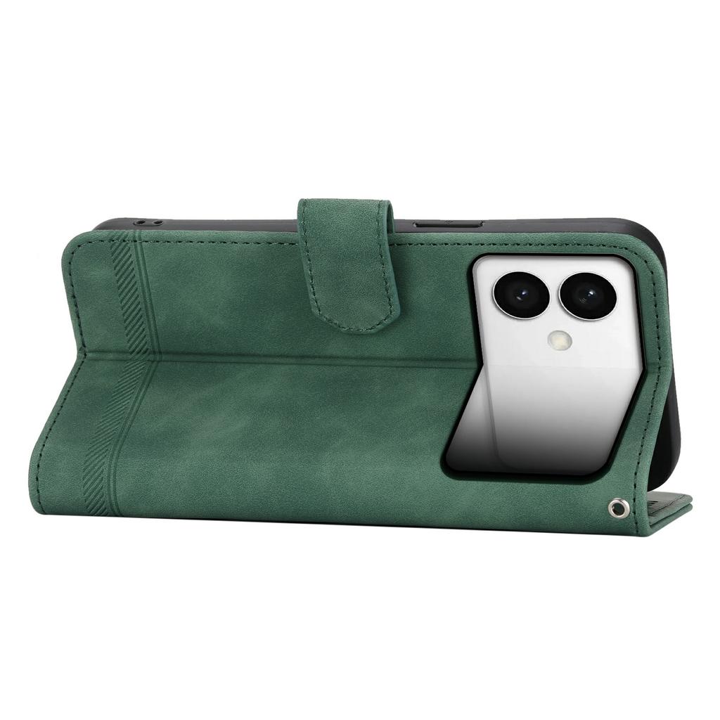 DIERFENG DF-03 For Samsung Galaxy S26 Edge Case Lines Imprint Wallet Leather Phone Cover with Wrist Strap