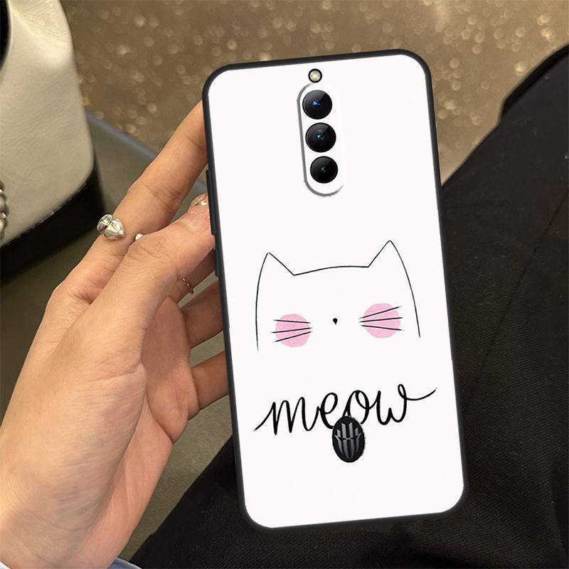 Black Cat Face Kitty Case For ZTE Nubia RedMagic 6 7 6S 7S Pro 5G 6R RedMagic 10 Air 9 8 8S 9S 10S Pro Plus Cover