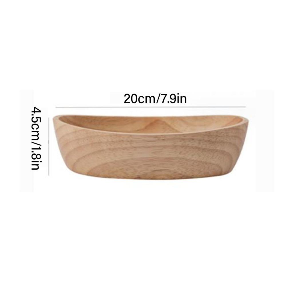 Boat Outline Fruit Bowl Wooden Snack Container Wood Grain Food Platter Vegetable Salad