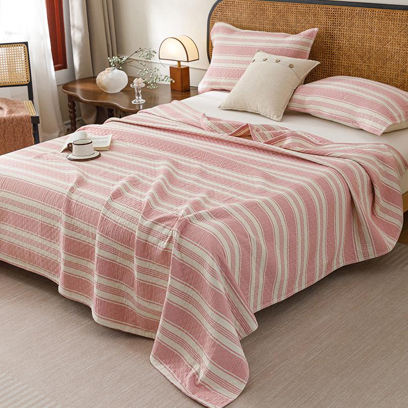 Striped Cotton Yarn-Dyed Three-Layer Gauze Quilt – Summer Cooling Blanket