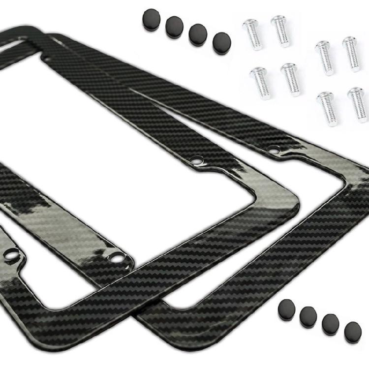 Carbon Fiber License Plate Frames Car Tag Holder Heavy Duty Plate Mounting Kit