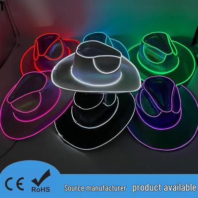 Perlglänzender Irisierender LED Leuchtender Cowboyhut für Halloween-Party