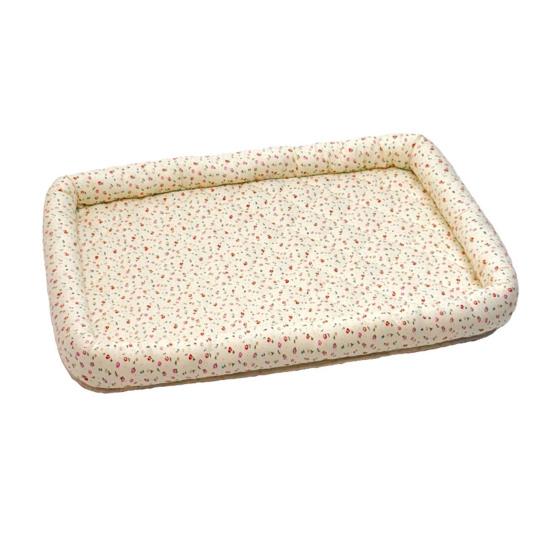 Quilted Cat Bed Breathable Floral Pet Lounger Machine Washable Pet Bed with Raised Edges for Cats Small Dogs
